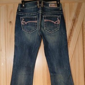 NWOT Grace in LA Real Tree Bootcut Sz 25 x 30  Pink stitch distress